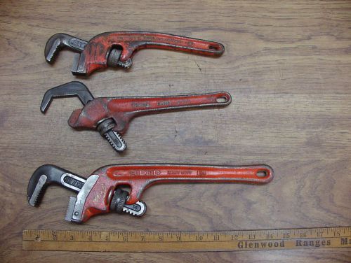 Old Used Tools,2 Ridgid  Pipe Wrenches,E14 Angled Jaw,E-10 Spud,&amp; NYE Tool DE10