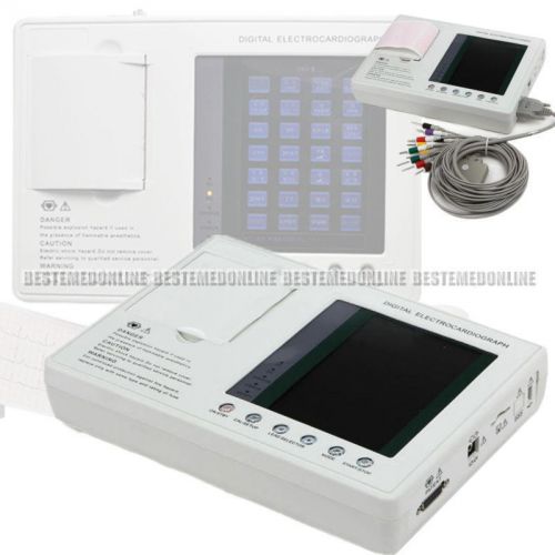 7 inch 12-lead Digital 3-channel Electrocardiograph ECG/EKG Machine color Screen