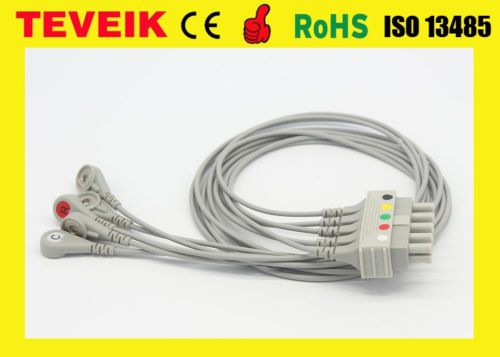 HP M1635A Compatible 5 leads ECG Leadwires, Snap, IEC