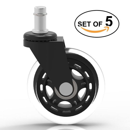Office chair rollerblade caster replacement wheels (set of 5) - safe for floors for sale