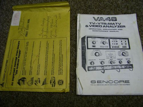 Sencore VA48 Analyzer Manual.