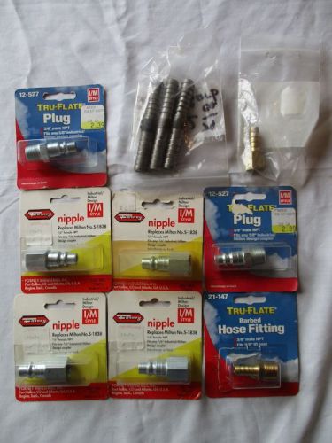 Forney &amp; tru-flate 3/8&#034; air hose plugs, nipples, hose fitting style i/m 11 piece for sale