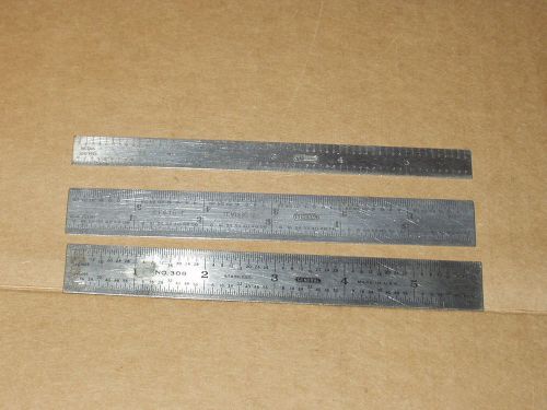 3 Vintage GENERAL 6&#034; Precision Stainless Steel Rulers - No. 308, 616, &amp; CF676-E