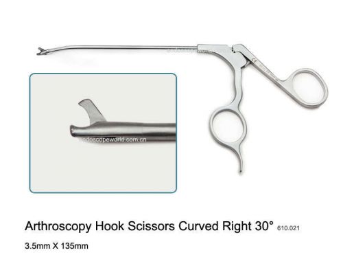 New 3.5X135mm Arthroscopy Hook Scissors Curved Right