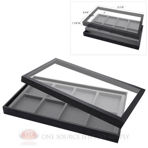 (1) Acrylic Top Display Case &amp; (1) 8 Compartmented Gray  Insert Organizer