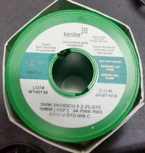 New-1lb Kester Solder 50mm (.020inch) lead free-