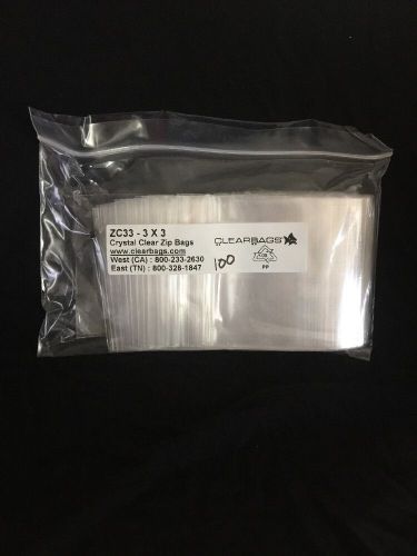 3 x 3  Clear Plastic Zip Lock 2MIL Poly Bags 100 PCS