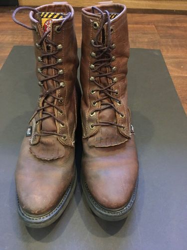 Justin Leather Work Boots Style 0760 Men&#039;s Size 10 1/2 D