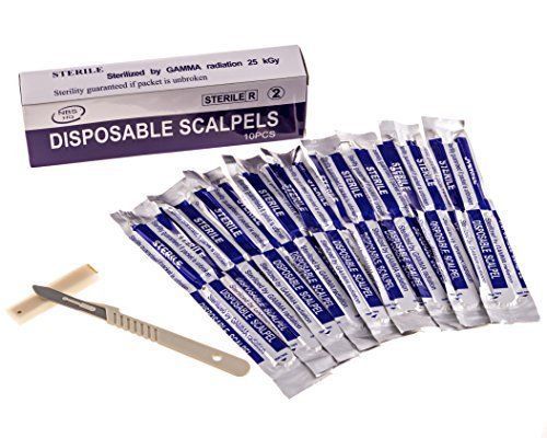 Disposable Scalpel Blades No. 22 With Plastic Handle - Suitable for Dermaplaning
