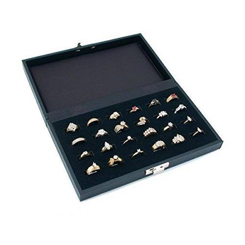 24 Slot Ring Tray Black Travel Jewelry Showcase Display New