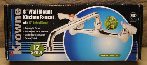 Krowne Commercial Chrome Wall Mount Faucet 12&#034; Spout 8&#034; Center 12-812L NEW