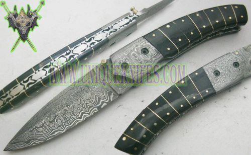 One of kind! custom hand made beautiful damascus steel folding knife uk-0007011f for sale