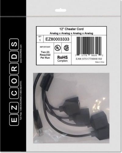 Ezcords ezc-ez80003333 analog 4 cheater cord 12&#034; for sale