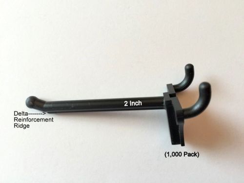 (1,000 PACK) 2&#034; Black Plastic Peg Hooks for 1/8 &amp; 1/4 Pegboard  USA Made
