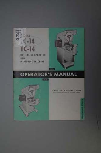 J&amp;l operator manual fc-14, tc-14 optic compar &amp; measure (copy) for sale