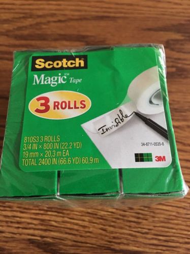 Scotch Magic Tape, 3/4 x 800 Inches, Boxed, 3 Rolls, (810S3)