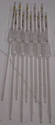 Lot of (10) Kimax 20mL Glass Volumetric Pipette (Pipet) 37000 TD 35 20°C 19-3/4&#034;
