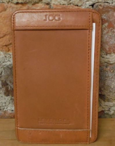 LEVENGER Shirt Jacket Pocket Briefcase Tan Leather Travel 3x5&#034; Note Card Holder