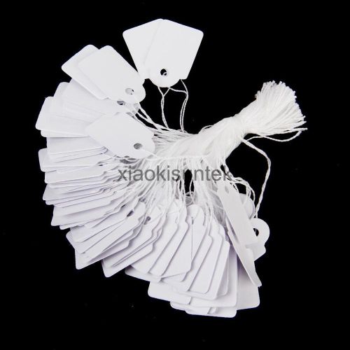 500pcs White Paper String Tickets Price Tie Jewelry Chain Tags Label