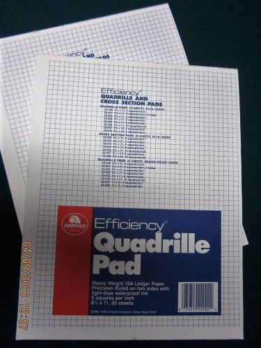 Lot of 2/ 50 Sheets-Heavy Weight 20# Ledger Paper AMPAD Efficiency QUADRILLE PAD