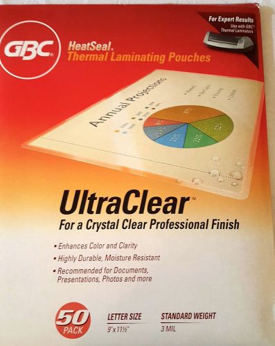 GBC Heat Seal Thermal Laminating Pouches 9”x11.5&#034; 3MIL 50 Pouches New
