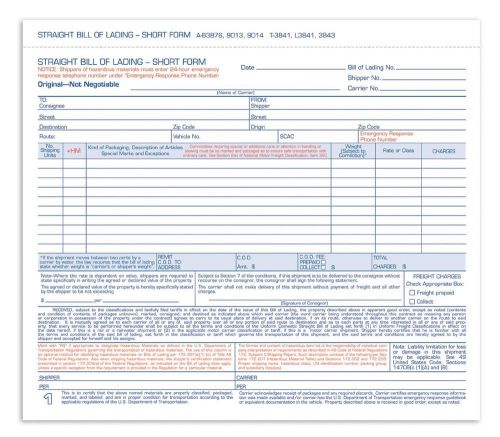 New in package adams bill of lading short form - b3876 250 sets 8 1/2 x 7 7/16 for sale