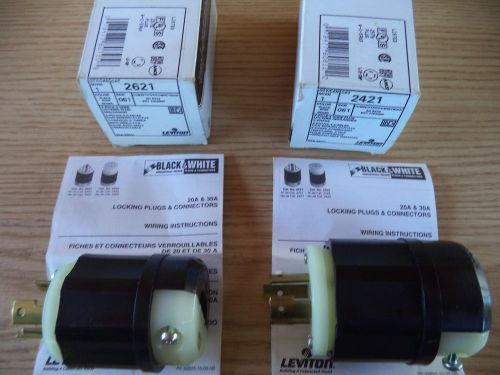 TWO NEW    LEVITON  LOCKING PLUG - #2421 &amp; 2641 .-FREE S/H