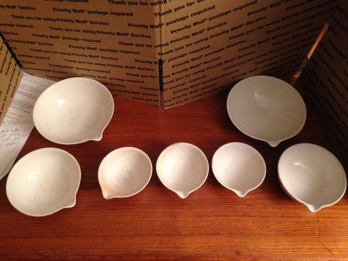 Lot of 7 used Coors Porcelain Evaporating Dishes