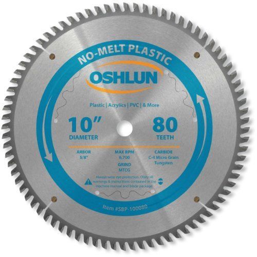 Oshlun SBP-100080 10-Inch 80 Tooth MTCG Saw Blade with 5/8-Inch Arbor for