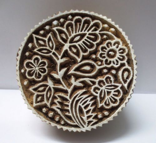 VINTAGE WOOD CARVED TEXTILE PRINT FABRIC CLAY BATIK WALLPAPER STAMP DESIGN 12