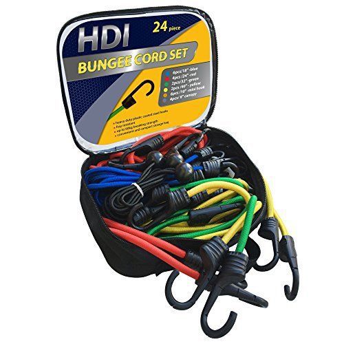 24 piece bungee cord assortment in easy store bag by hdi, heavy duty coated with for sale