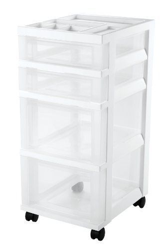 IRIS 4-Drawer Cart with Organizer Top and Casters