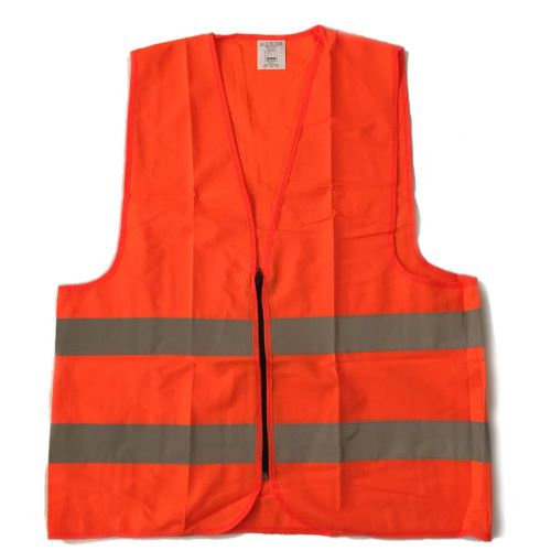 Orange Zipper Mesh Neon High Visibility Safety Vest ,Unisex, ANSI/ ISEA107-2010