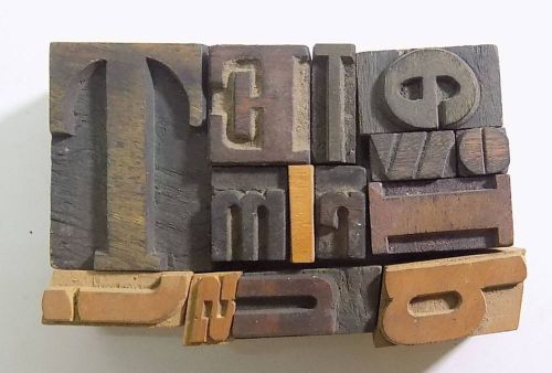 Letterpress Letter Wood Type Printers Block &#034;Lot Of 14&#034; Typography #bc-1107