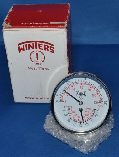 Winters ttd series steel dual scale tridicator thermometer with 2&#034; stem 0-200psi for sale