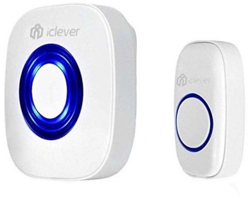 IClever 600ft Range Smart Wireless Doorbell With 52 Optional Chimes, White