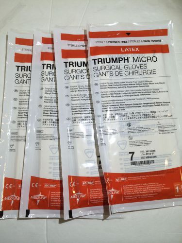 Powder Free Latex TRIUMPH Micro Surgical Gloves  SIZE 7 Lot of 4 pairs