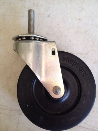 Shepherd Hardware 4-Inch Rubber Swivel Stem Caster, 3/8-Inch Stem