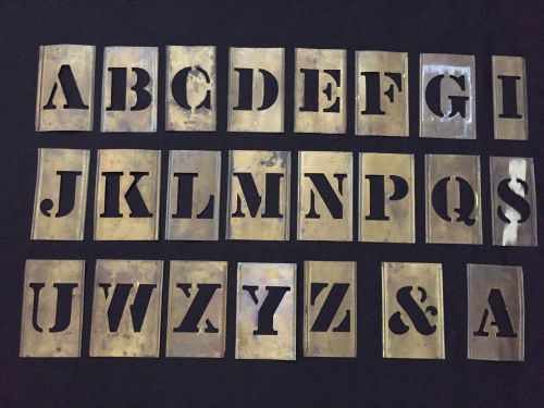 Vintage brass stencil 2&#034; letters set lot 23 - estate - characters - interlocking for sale