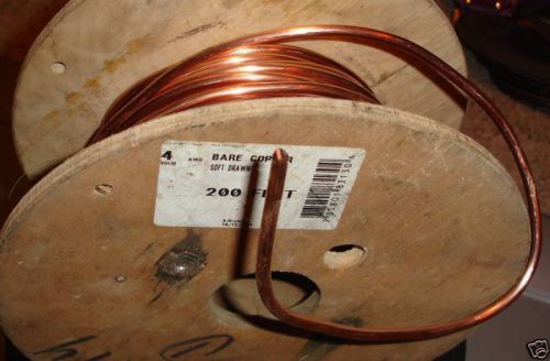Ground wire 4 awg gauge solid bare copper 200a service for sale