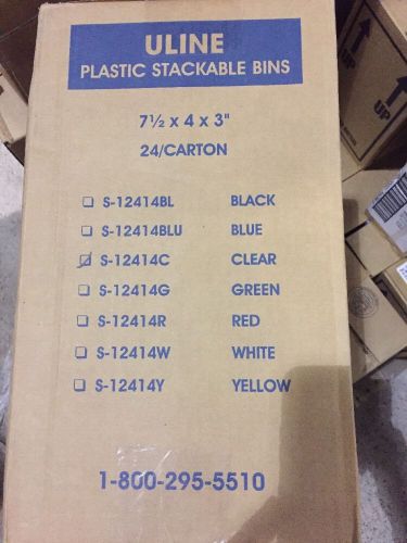 24 Plastic Stackable Bins - 7.5 x 4 x 3&#034;, Clear Uline S-12414C