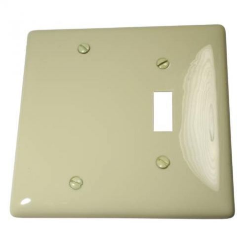 Wallplate Midi Toggle 2-Gang Blank Ivory Hubbell Electrical Products NPJ113I