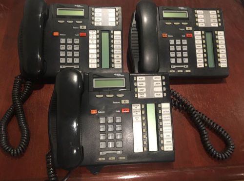Lot of (3) USED Nortel T7316E Display Phone Telephone NT8B27JAAA  Charcoal