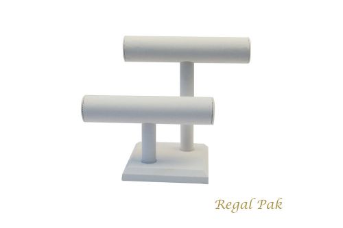 White Leatherette 2-Level T-Bar For Necklace/Bracelet Display 10 1/2&#034;X8 1/4&#034;