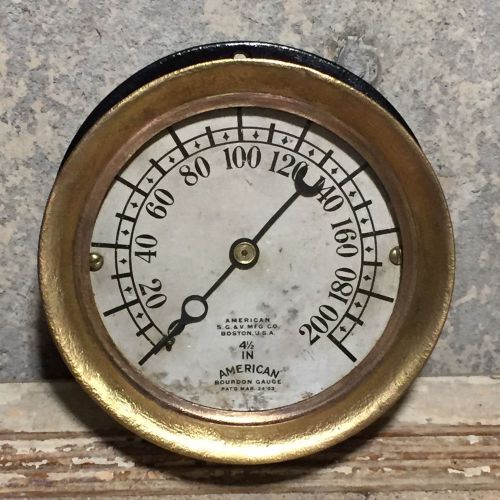 Dated 1903 LARGE 5-1/2&#034; Vintage Brass AMERICAN BOURDON Pressure Gauge Steampunk