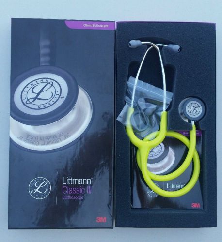 3M Littmann Classic III Stethoscope, Lemon-Lime Tube, 27 inch, 5839 *BRAND NEW**
