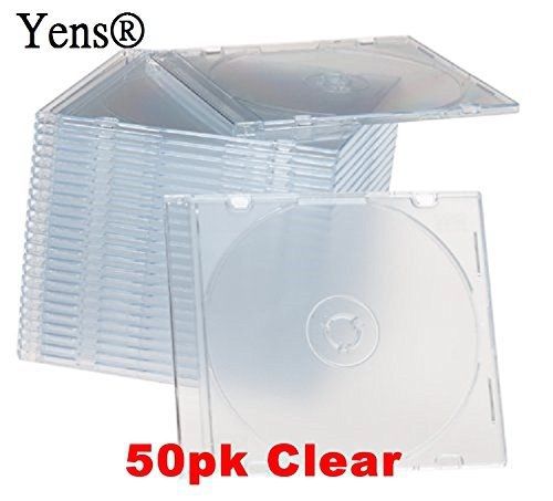 Yens? Yens 50clearslimcd Clear Slim CD Jewel Cases, 5.2 mm, 50 Piece