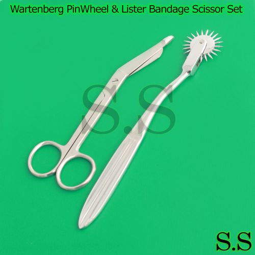 Wartenberg PinWheel &amp; Lister Bandage Scissor (02 Pcs in 1 Price)