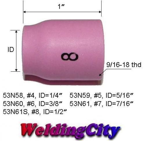 Weldingcity 10 ceramic gas lens cups 53n61s (#8) for tig welding torch 9/20/25 for sale