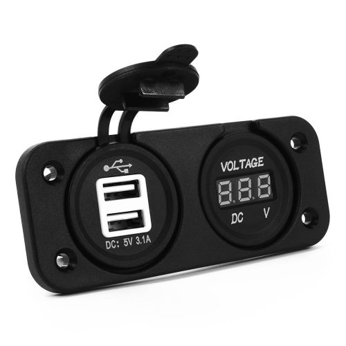 2 in 1 car kit dc 5v 1a/2.1a double usb charger outlet socket + voltmeter bc552 for sale